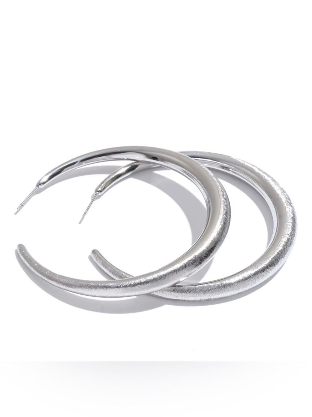 Stainless Steel Matte Silver Hoop Earrings - Classic Women’s Jewelry